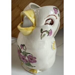 Vintage Blue Ridge Pottery Cash Family Floral Chick Pitcher Creamer 6”